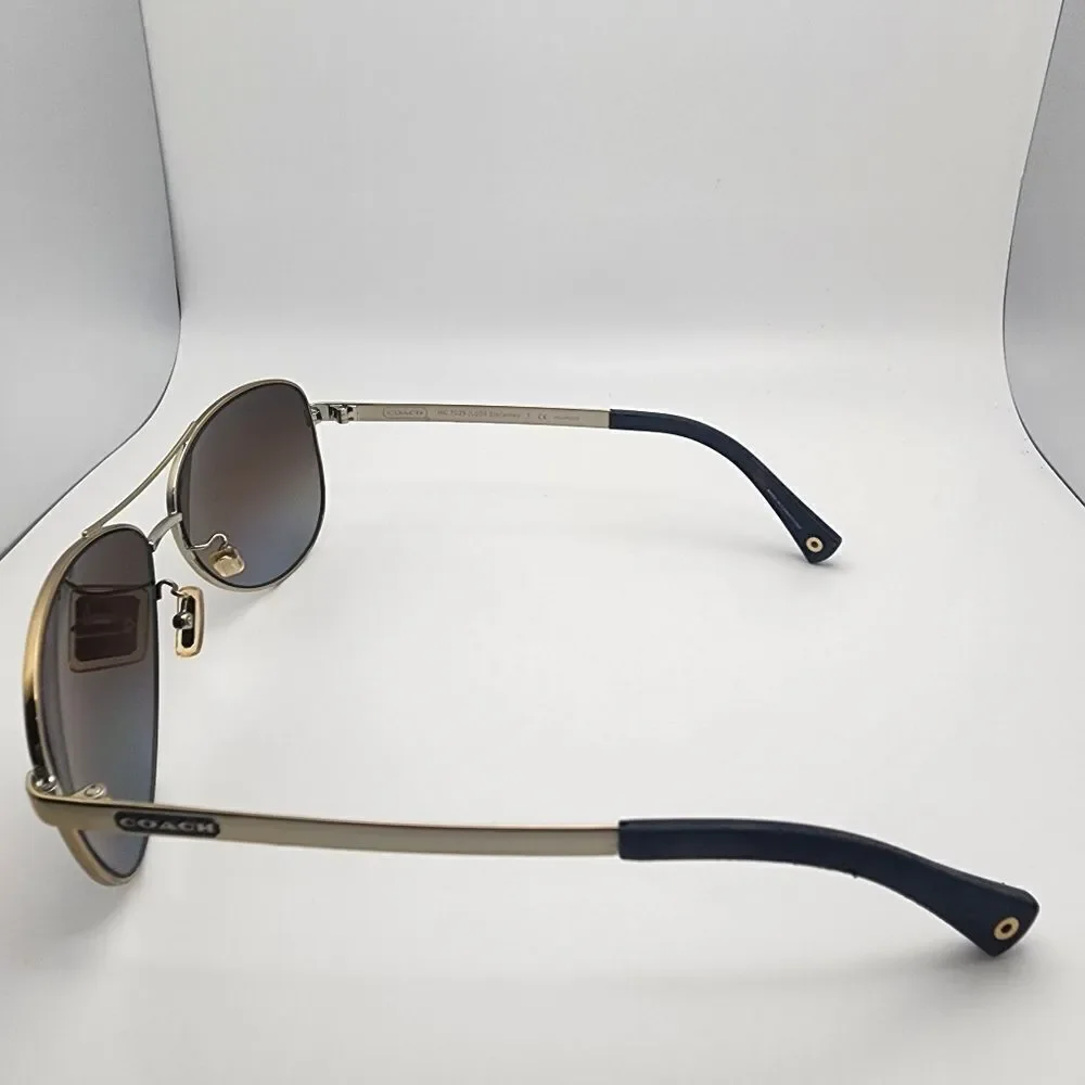 Coach Stefanie Gold & Brown Aviator Polarized Sunglasses